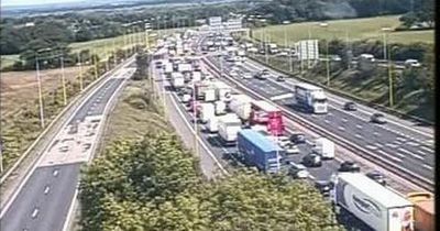 Drivers stuck in eight mile tailbacks on M6 after caravan bursts into flames