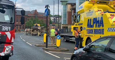 Two taken to the RVI after digger overturns on City Road in Newcastle