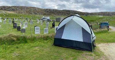 "Show some respect!" Lewis locals rage as 'disrespectful' wild campers tie tent to graveyard fence