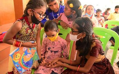 Celebration time at school for the visually challenged