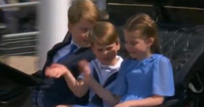 Cheeky Princess Charlotte tells Louis off for excited wave during Jubilee carriage ride