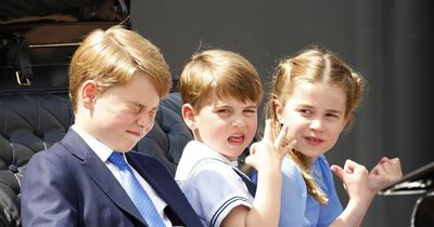 Adorable moment Charlotte and Louis wave to Prince William before Trooping the Colour