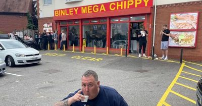 Rate My Takeaway's Danny Malin spotted at TikTok famous Binley Mega Chippy