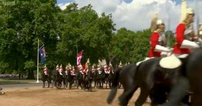 Horse falls to the ground during Trooping the Colour parade as Queen marks Jubilee