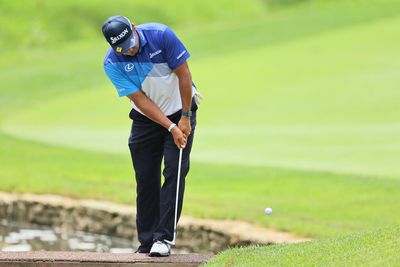 A lucky bounce left Hideki Matsuyama chipping off a bridge and golf fans were amazed