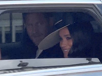 Meghan and Harry roll down car window to beam at fans during platinum jubilee