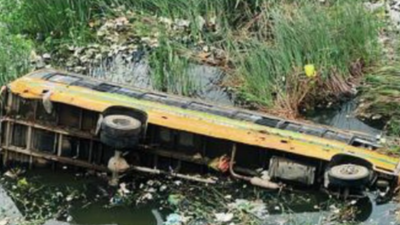Bengaluru: School bus falls into quarry, driver hurt