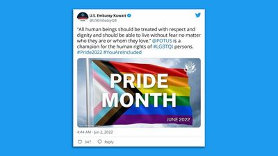 Kuwait summons top U.S. diplomat over embassy's Pride month tweets "supporting homosexuality"