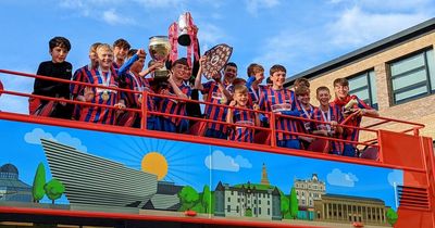 Amazing open-top bus victory parade for all-conquering Dundee boys' football team