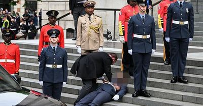 Dramatic moment soldier collapses on steps of St Paul's at Queen's Jubilee service