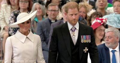 What medals does Prince Harry have as he shows off awards at Jubilee service