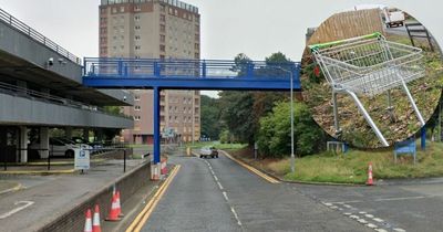 Horror on busy road as yobs hurl trollies from Ayrshire shopping centre footbridge