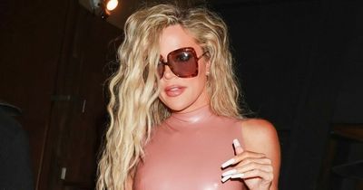 Khloe Kardashian's fans worry she's 'too thin' as she steps out in a nude latex dress