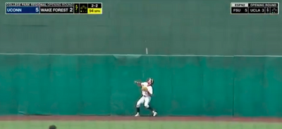 Wake Forest’s centerfielder misplayed a fly ball so hard it donked him in the head