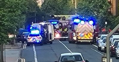 Large emergency service response as man taken to hospital after crash in Salford