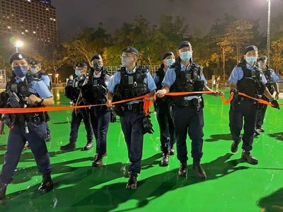 Police patrol Hong Kong park amid Tiananmen vigil ban