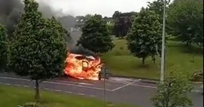 One person hospitalised after van bursts into flames