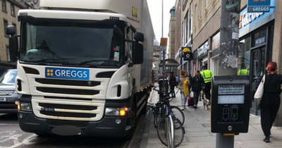 Edinburgh Greggs delivery driver enrages locals by parking on double yellows