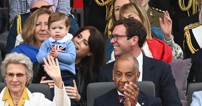 Princess Eugenie bounces young son August on her knee during Jubilee pageant