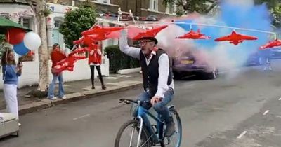 Jubilee celebrant delights neighbours after making his very own Red Arrows display