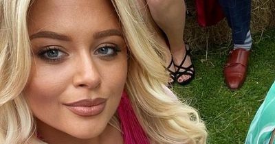 Emily Atack looks radiant in low-cut dress while attending family wedding