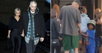 Pete Davidson in step-dad mode as he holds hands with Kim Kardashian and Kanye West's son