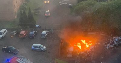 Fire crews brought in to put out blaze on Glasgow street as residents burn rubbish
