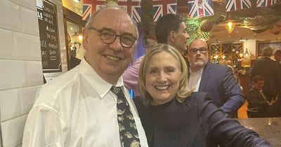 Former first lady and US Secretary of State Hillary Clinton surprises diners at seaside chippy
