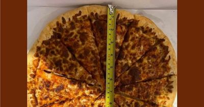 Takeaway boss' brilliant invitation to man who sent stroppy tape measure snap of pizza