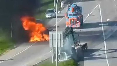 Semi Truck Absolutely Obliterates Pickup Stopped On Minnesota Highway