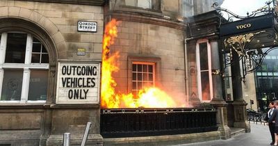 Fire crews tackle dramatic blaze at city centre hotel