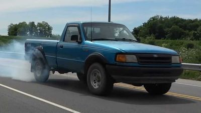 Old 4WD Ford Ranger Abused As Driver Puts It In Reverse While Moving