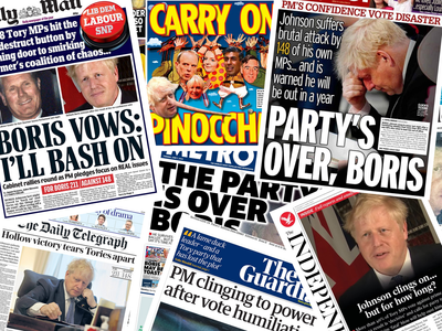‘Party’s over’: How the papers reported Boris Johnson’s no-confidence vote