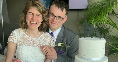 Bride told she 'wouldn't live past 30' defies all odds to get out wheelchair and walk down the aisle