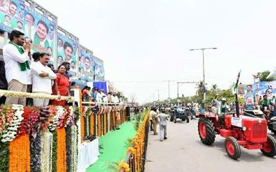 Andhra Pradesh: Farmers given tractors, harvesters under YSR Yantra Seva