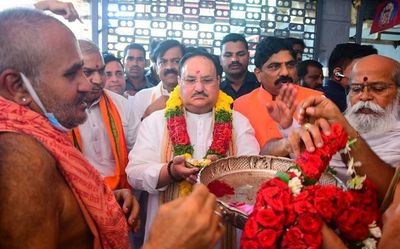 Andhra Pradesh: Nadda prays at Kanaka Durga temple in Vijayawada