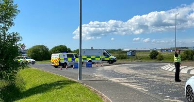 Motorcyclist rushed to hospital after van crash at Ayrshire industrial estate