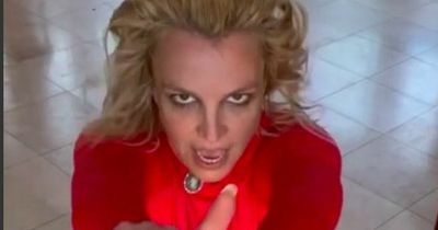 Britney Spears thanks 'little devil' Justin Bieber for his music as she dances to it