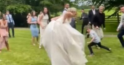 Wales and Liverpool star scores brilliant nutmeg goal at her own wedding in white dress after joining guests for kickabout