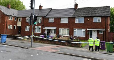 Children's slide outside house where gunshots were fired