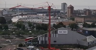 Why there was a huge crane in Swansea's Parc Tawe