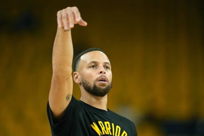 Watch: Steph Curry, Jordan Poole hit shots from logo in Boston at practice before Game 3 of NBA Finals