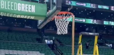 The rim in Boston for the Warriors’ warmups was too high and NBA fans predictably had conspiracies