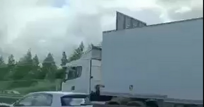 Video shows truck driving wrong way on the M50