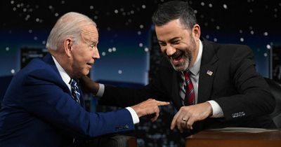 Joe Biden makes surprise appearance on Jimmy Kimmel show to talk gun control in the US