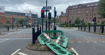 Driver flees scene after car collides with traffic lights on Quayside