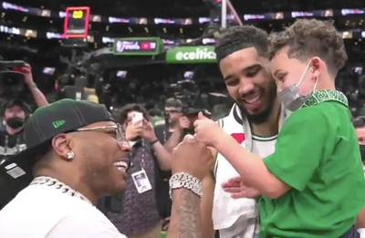 Jayson Tatum’s adorable son, Deuce, fist-bumped Nelly in cutest moment after Celtics’ Game 3 win