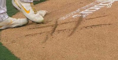 The Padres and Rockies’ pitchers actually played a Tic Tac Toe game drawn on the mound
