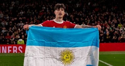 Manchester United starlet Alejandro Garnacho reacts after impressive international performance