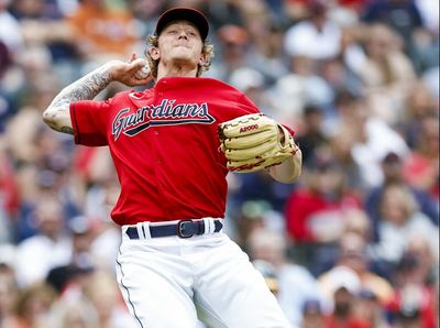 Guardians pitcher Zach Plesac made the absolute coolest barehanded play for the out at first